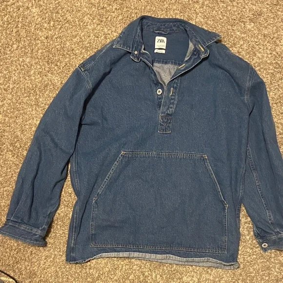 Zara Indigo Denim Casual Top - Picture 1 of 2